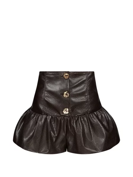 Pantaloni scurți Violante Nessi cu model piele de șarpe maro