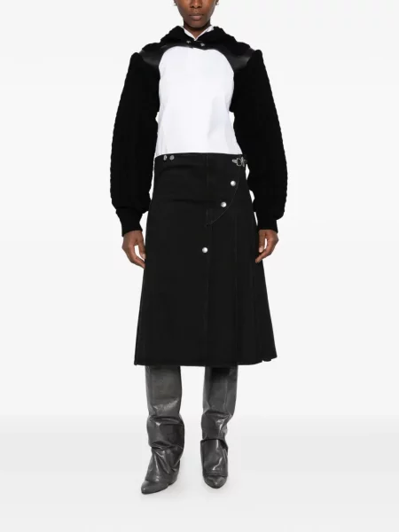 Cardigan Noir Kei Ninomiya tricotate cu glugă negru