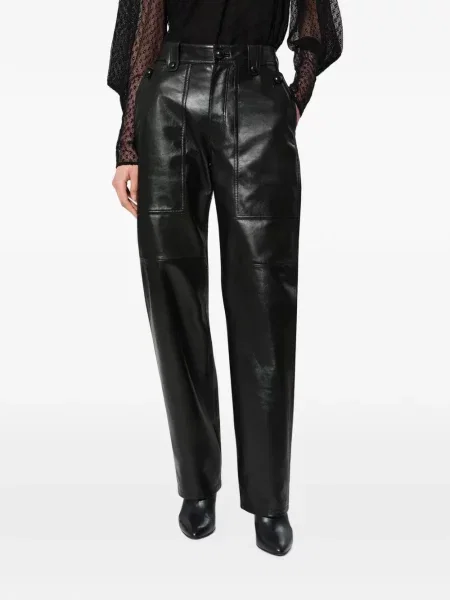 Pantaloni Isabel Marant din piele negru