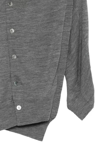 Cardigan Junya Watanabe cu decolteu rotund asimetric gri