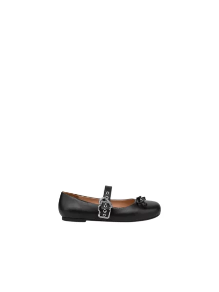 Balerinki Love Moschino skórzane czarne