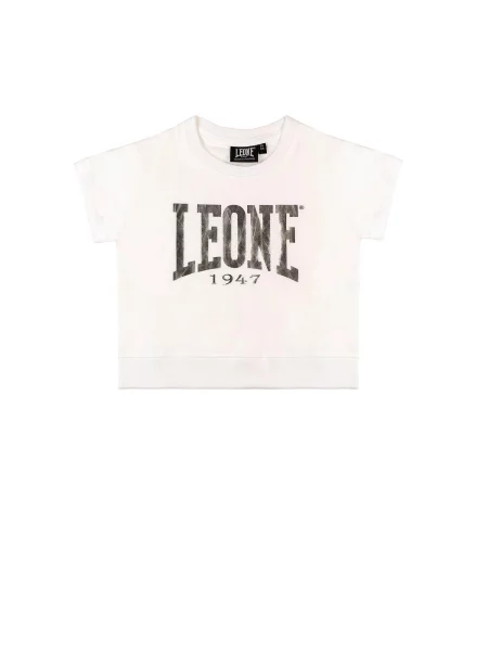 Bluzy dziewczęce Leone Sporty z bawełny nieczesanej biała