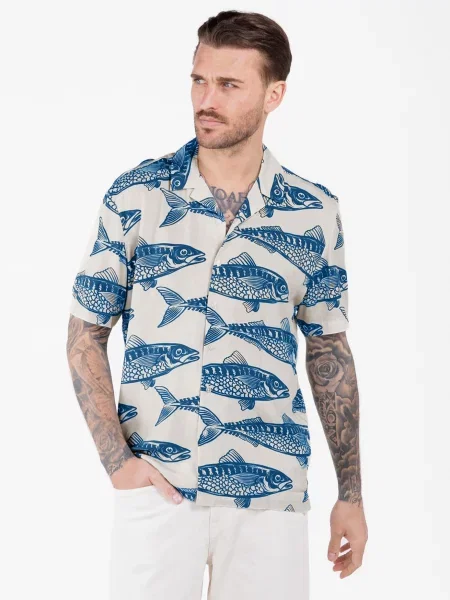 Key Largo Cămașă Sardines deschis / albastru ultramarin bej