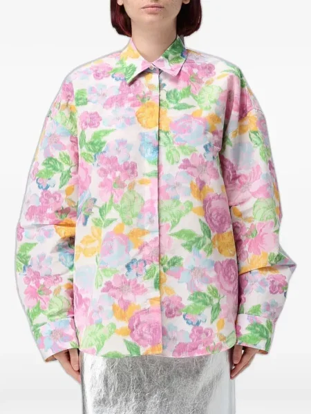 Cămașă Msgm cu model floral cu imagine alb