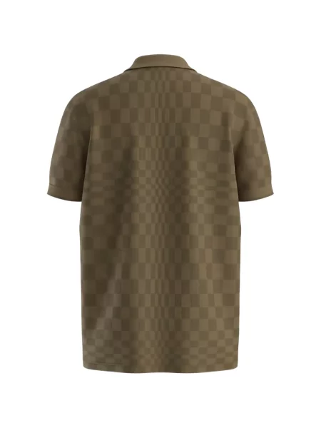 Tricou polo Boss în carouri maro