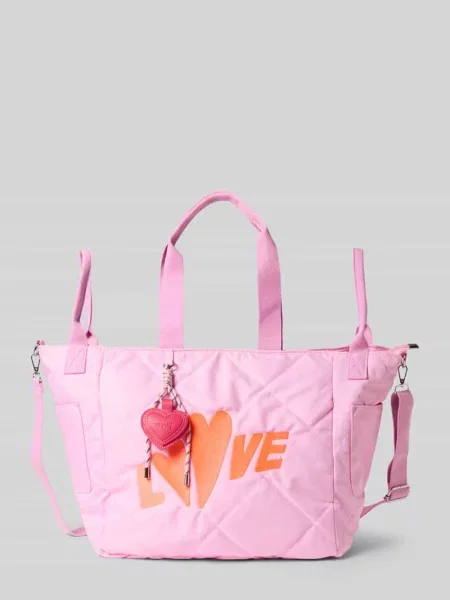 Torba shopper z haftem model „Love” Miss Goodlife różowa