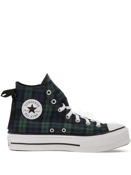 Sneakerși Converse Chuck Taylor All Star în carouri cu platformă din piele negru