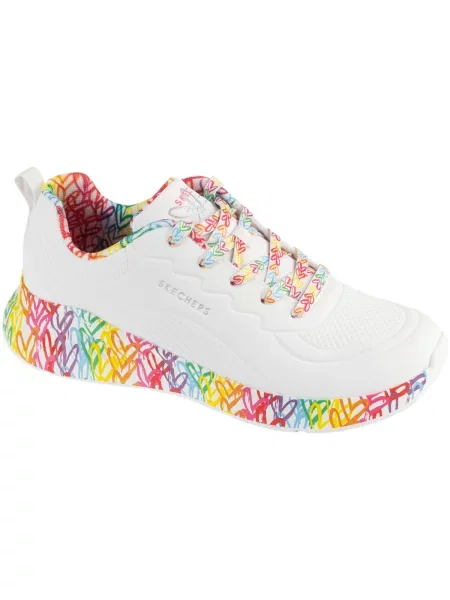 Pantofi Skechers cu motiv cu inimi alb