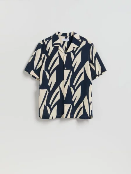 Reserved Cămașă regular cu adaos de in multicolor