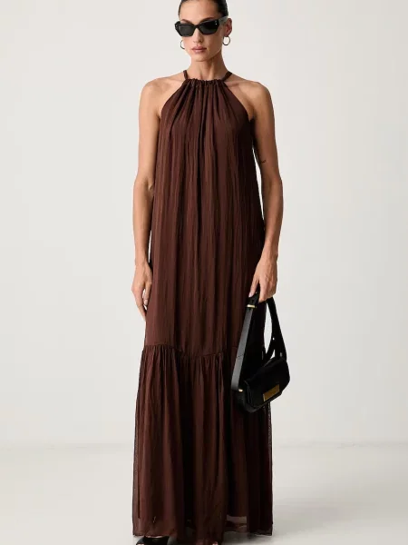 Haveone rochie de vară cu mătase maro