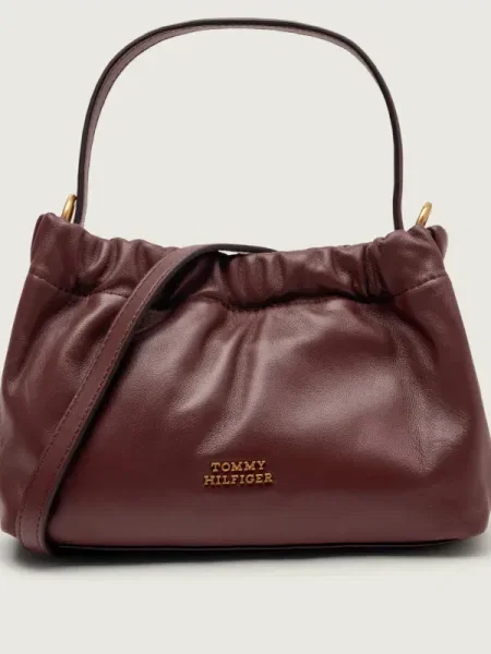 Geantă Tommy Hilfiger Soft Leather Mini Crossover maro