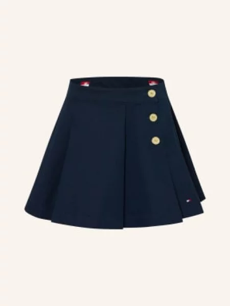 Tommy Hilfiger Plisovaná Sukně tmavě / zlatá modrá