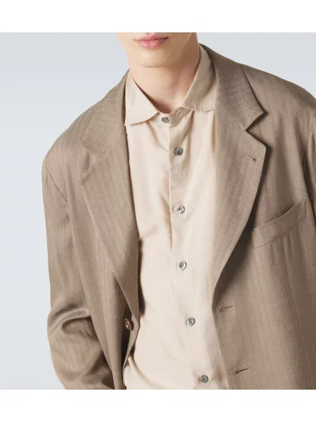 Sacou Giorgio Armani cu model herringbone maro