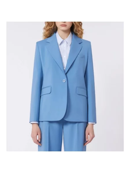 Dopasowany żakiet z czystej żywej wełny model LAMINE' Weekend Max Mara niebieska