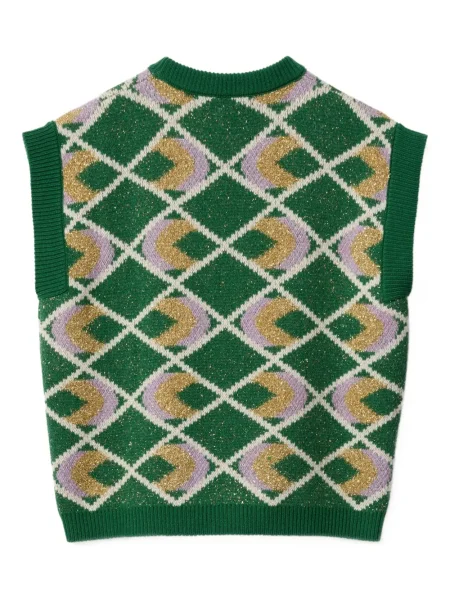 Top La Doublej cu model argyle verde