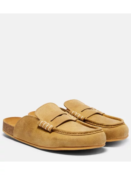 Papuci tip mules Jw Anderson din piele de căprioară bej