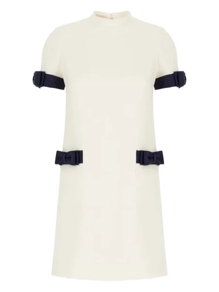Rochie mini Valentino Garavani cu funde scurtă de costum alb