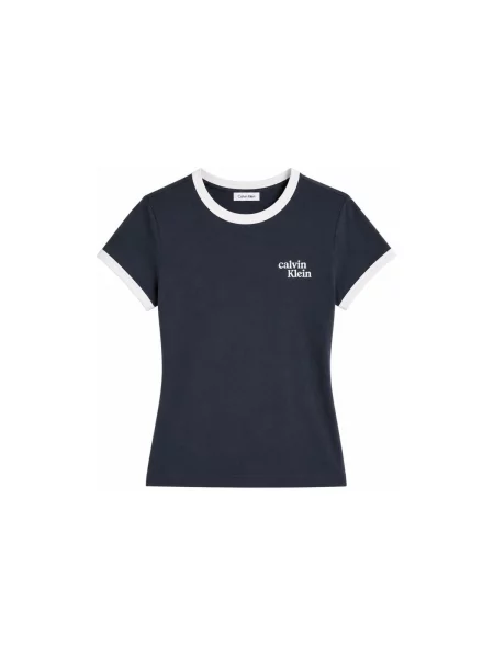 Tričko Calvin Klein Jeans s autogramom modrá