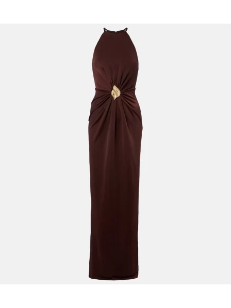 Rochie maxi Rebecca Vallance cu gât halter maro