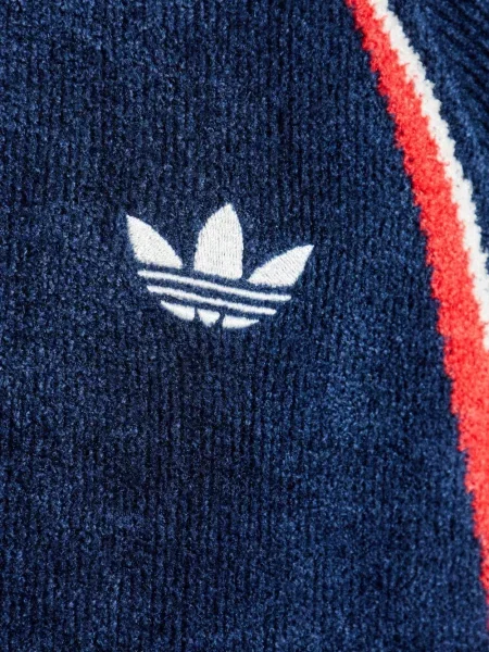 Prugasti prsluk Adidas od flisa s vezicama crvena