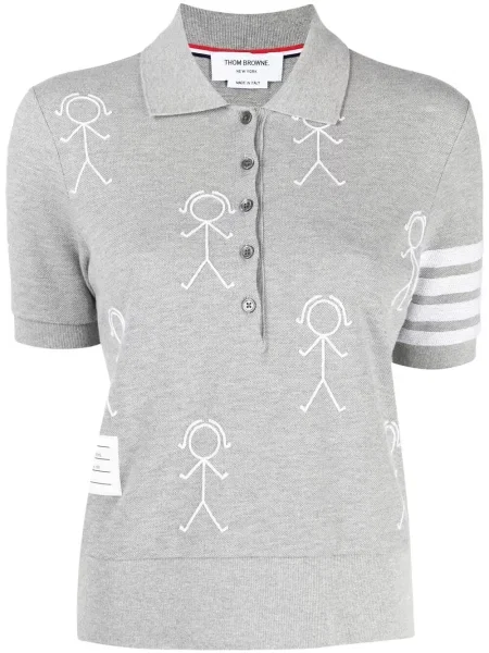 Tricou polo Thom Browne gri