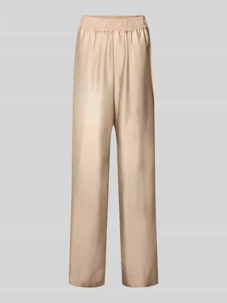 Spodnie z elastycznym pasem model ‘Asaka’ Mbym beżowe