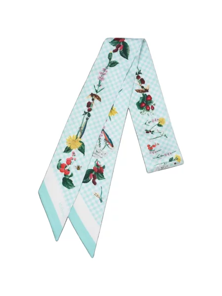 Fular Mulberry cu model floral cu imagine albastru