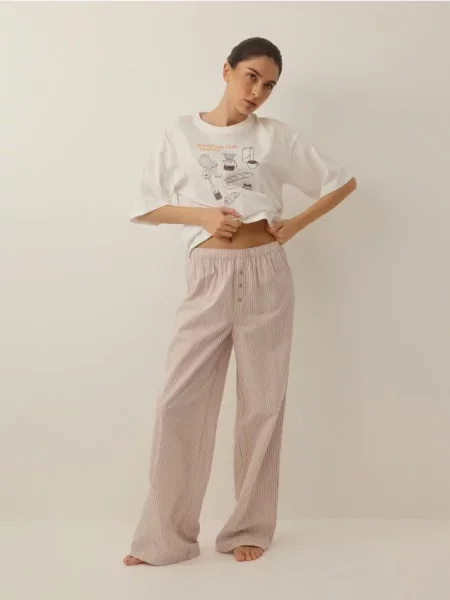 Reserved Dwuczęściowa piżama z nadrukiem brązowy