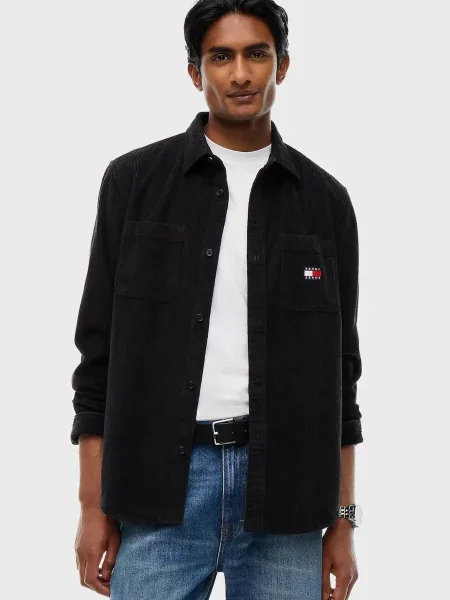 Вельветова джинсова сорочка Tommy Jeans чорна
