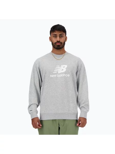 Bluza New Balance Stacked Logo French Terry Crew athletic grey szara