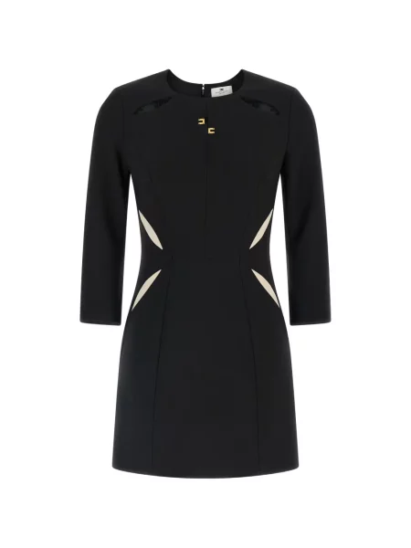 Osłona sukienka ołówkowa Elisabetta Franchi garniturowa z autografem czarna