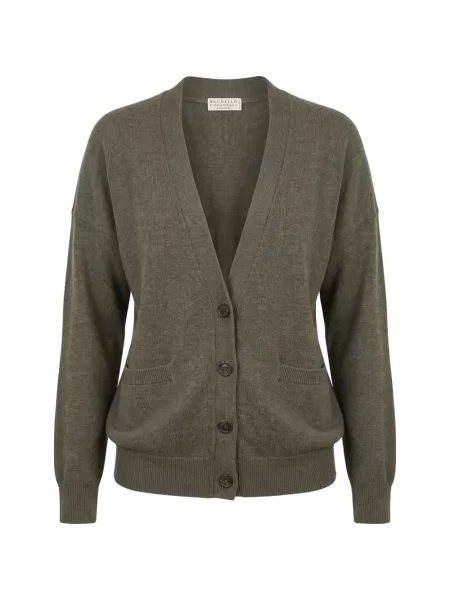 Cardigan Brunello Cucinelli din cașmir verde