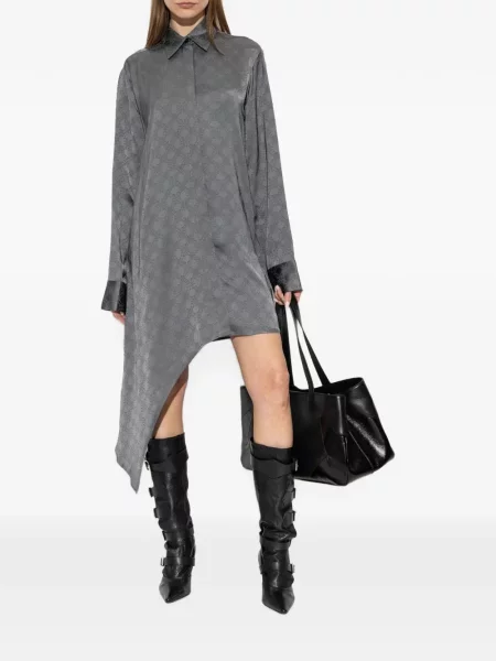 Rochie Off-white din jacard asimetrică alb