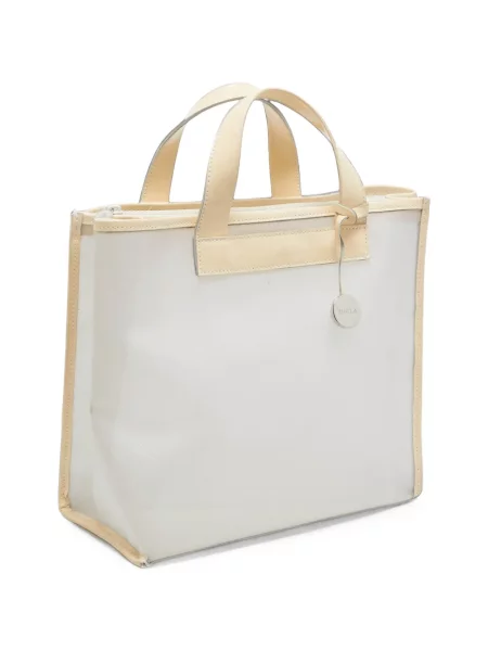 Geantă shopper Furla plasă alb