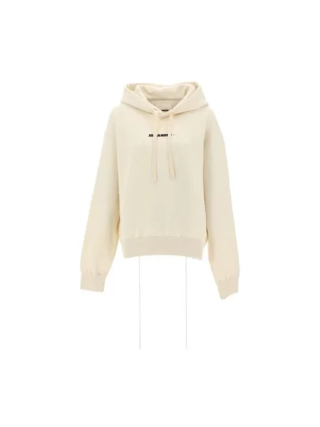 Bluza z kapturem Jil Sander z kapturem biała