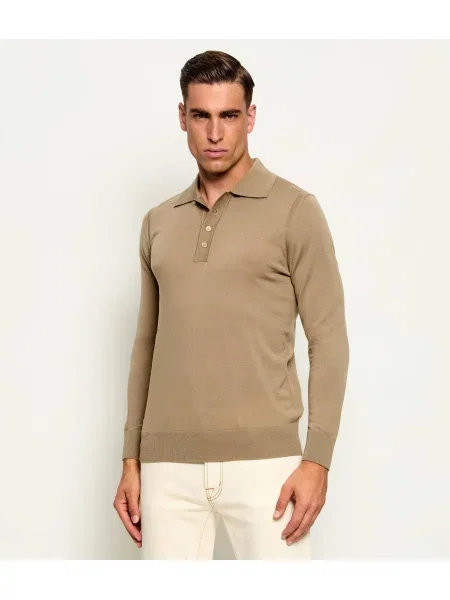 Tricou polo Paolo Pecora de lână bej