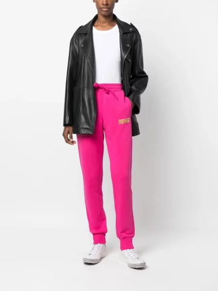 Kalhoty Versace Jeans Couture s potiskem růžové