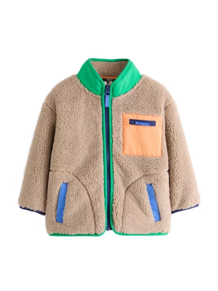 Next Jachetă fleece / maro deschis / verde / portocaliu deschis albastru