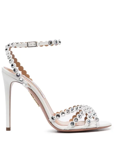 Sandale Aquazzura de cristal alb