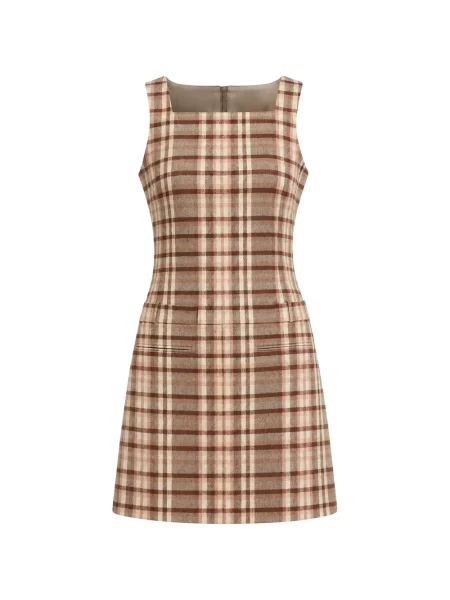 Rochie mini Staud în carouri maro