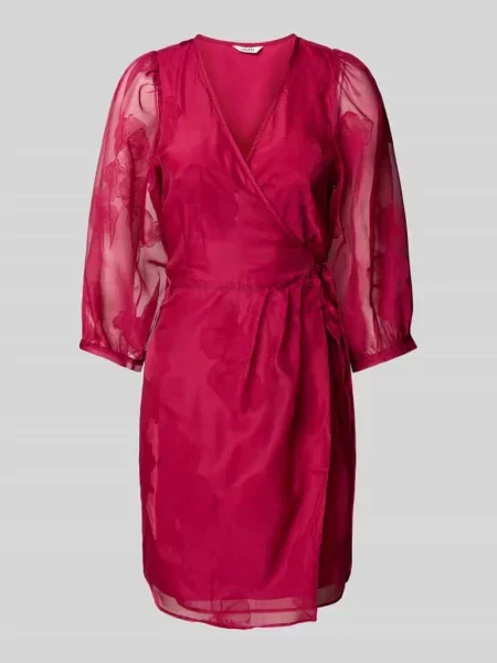 Sukienka kopertowa z rękawem o dł. model ‘Dovie’ Mbym bordowa