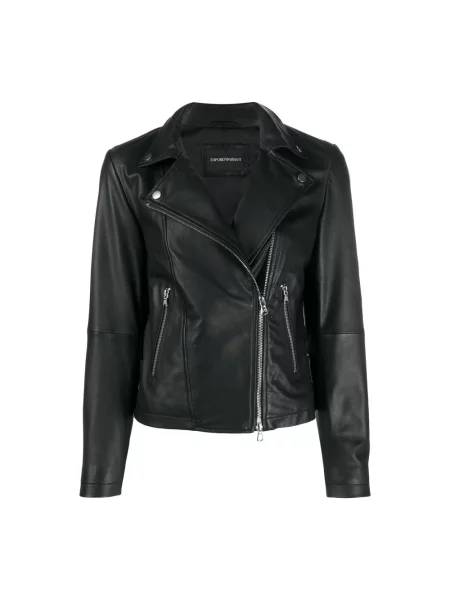 Kurtka skórzana Emporio Armani biker czarna
