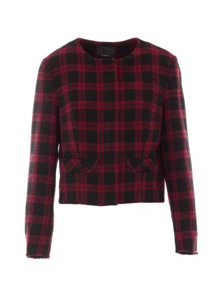 Geacă Pinko în carouri din tweed negru