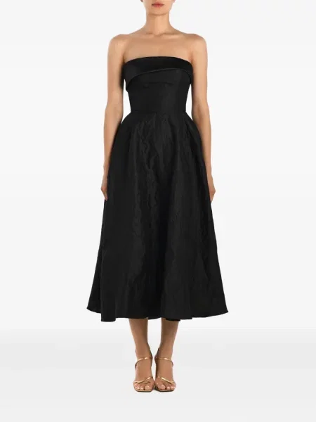 Rochie midi Post Meridiem din satin până la genunchi de costum negru