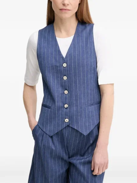 Prążkowany kamizelka La Petite Française niebieska