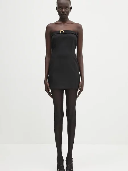 Marine Serre sukienka wełniana Virgin Wool Twill Chest Belt mini dopasowana czarny