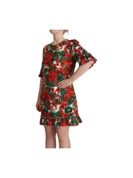 Sukienka mini Dolce And Gabbana z nadrukiem biznesowa czerwona