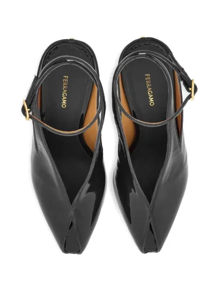 Pantofi cu toc Ferragamo cu pană negru
