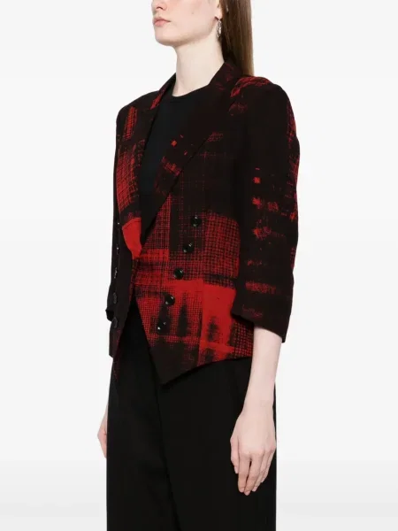 Marynarka Ys w kratkę z nadrukiem czerwona