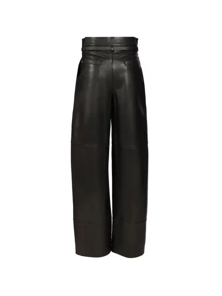Cu centură pantaloni Sportmax din piele negru